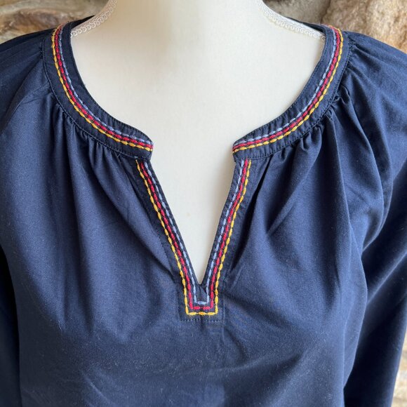 NAUTICA JEANS CO. Embroidered, Navy Blue, Peasant Top, Blouse Sz Small, S NWT - Picture 3 of 12